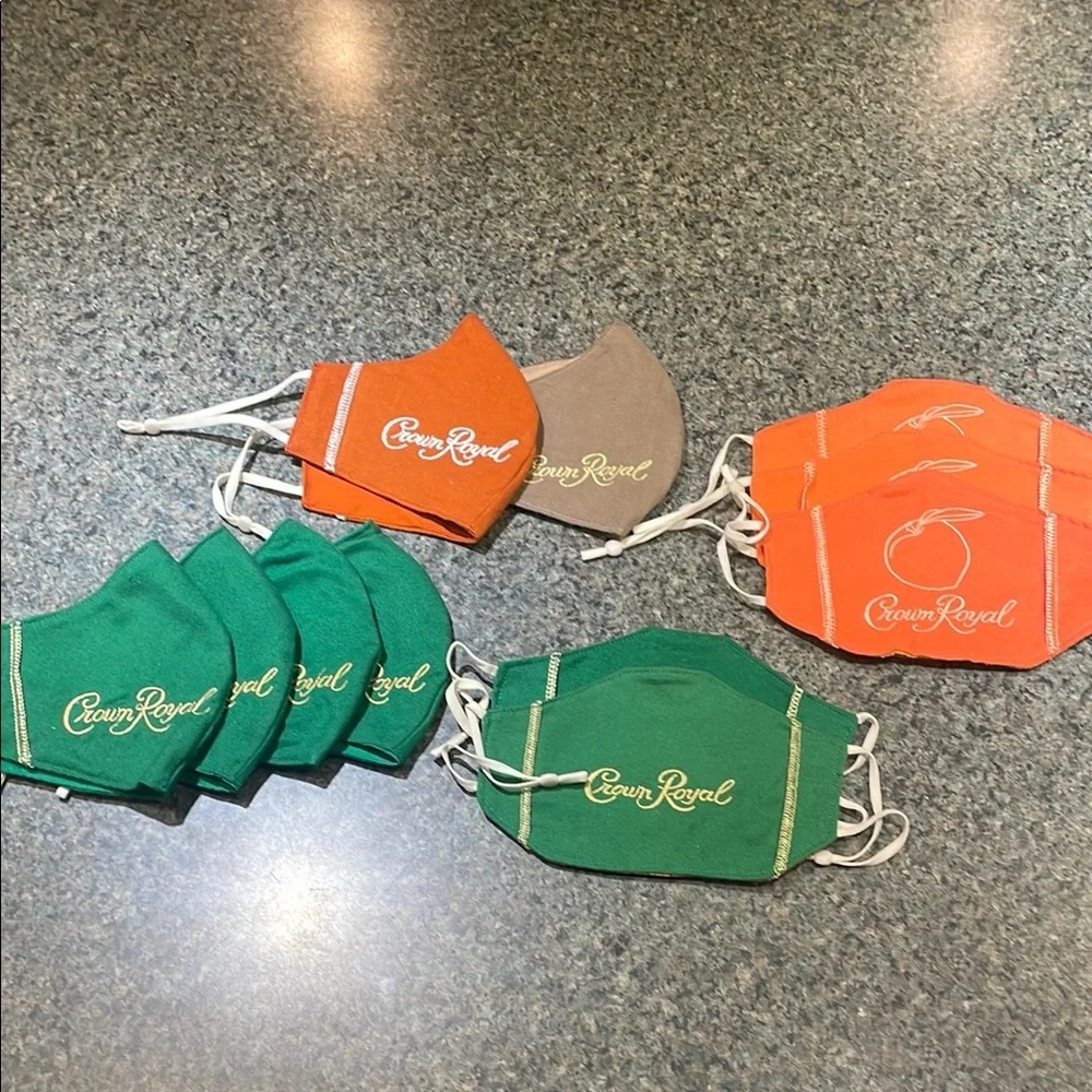 Crown Royal lot of 11 separate face masks made from cocktail bags many colors